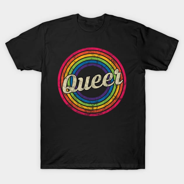 Queer - Retro Rainbow Faded-Style T-Shirt by MaydenArt